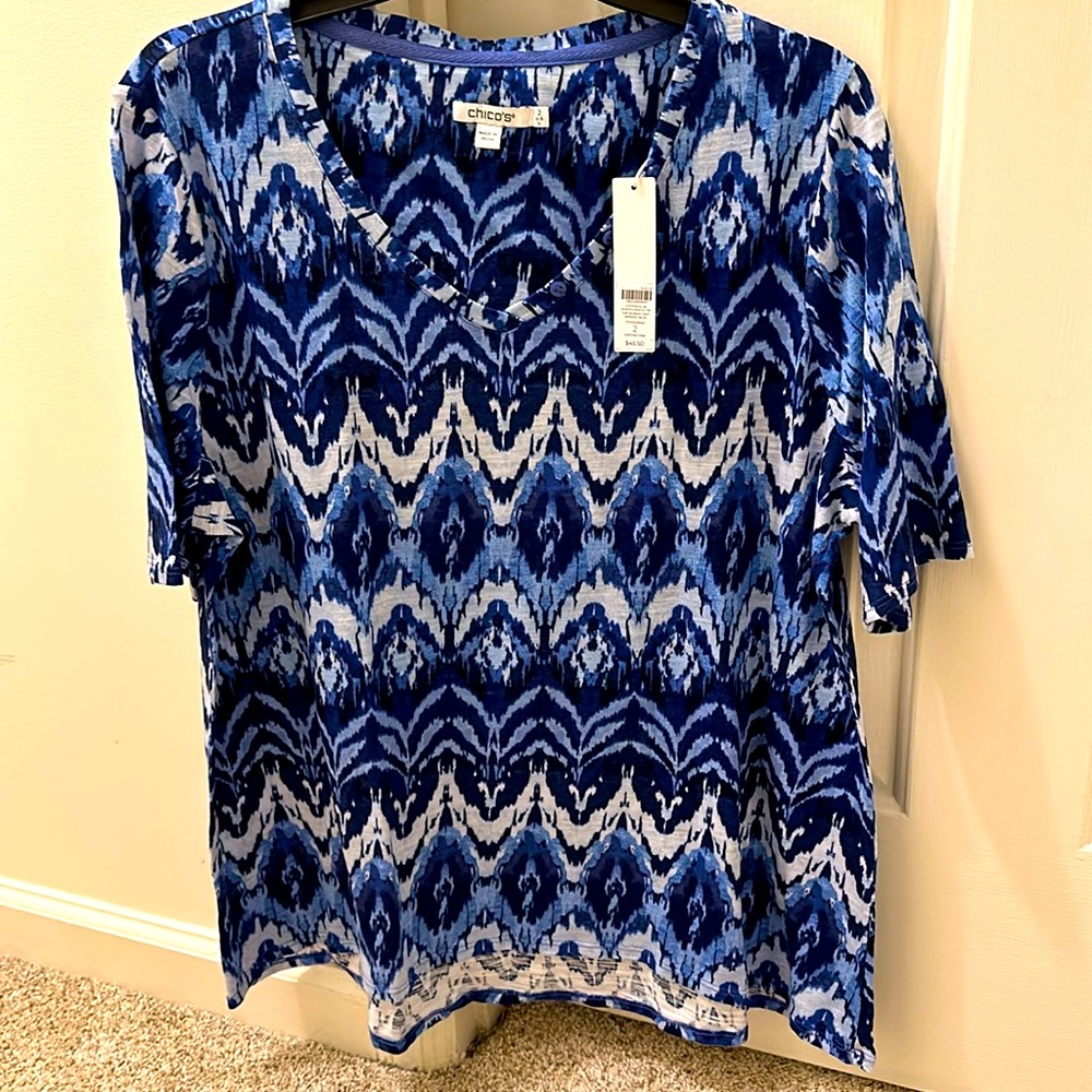 Chico’s V Neck Cotton Slub Shirt